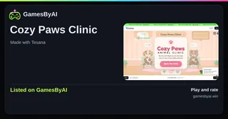 Share card for Cozy Paws Clinic: listed on GamesByAI.