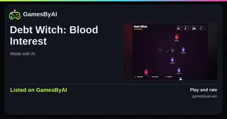 Share card for Debt Witch: Blood Interest: listed on GamesByAI.