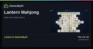 Share card for Lantern Mahjong: listed on GamesByAI.