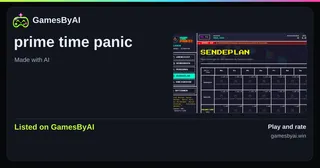 Share card for prime time panic: listed on GamesByAI.