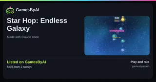 Share card for Star Hop: Endless Galaxy: listed on GamesByAI.